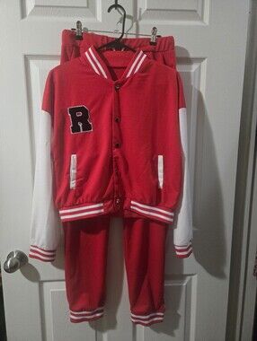 Red & White Varsity Jacket and Joggers Set